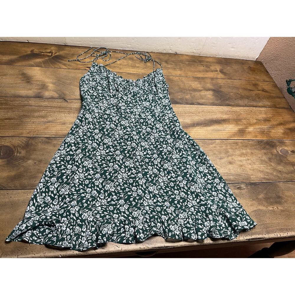 Reformation Green Floral Mini Dress